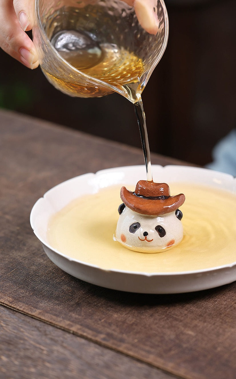 Gohobi Yixing Purple Clay Giant Panda Tea Pet – Handmade Tea Table Ornament