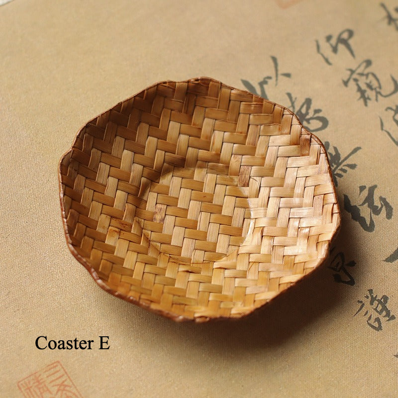 Gohobi Handmade Bamboo Cup Coasters Placemats – Rattan Tea Coaster Heat Insulation Pad