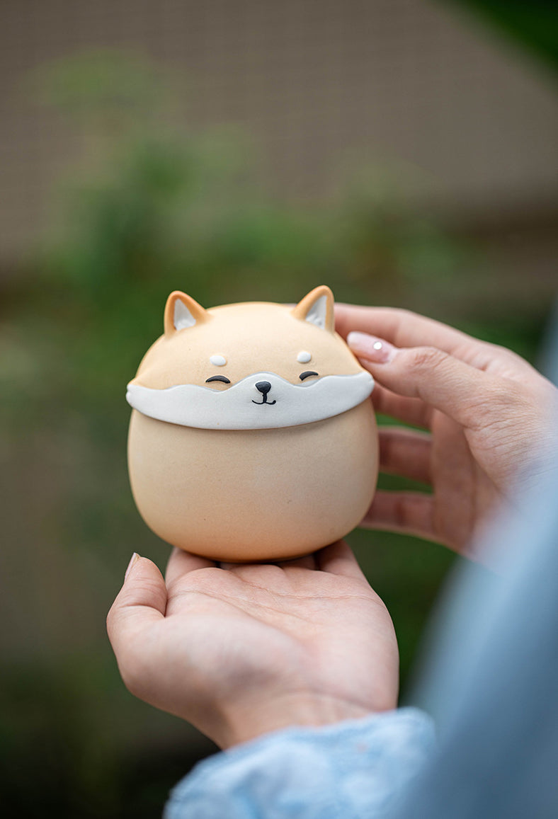 Gohobi Shiba Inu Dog Mini Portable Travel Tea Jar Stroage