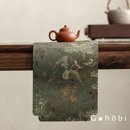 Gohobi Xiangyun Silk Tea Table Runner – Double-Sided Tea Mat Dry Brew Cloth