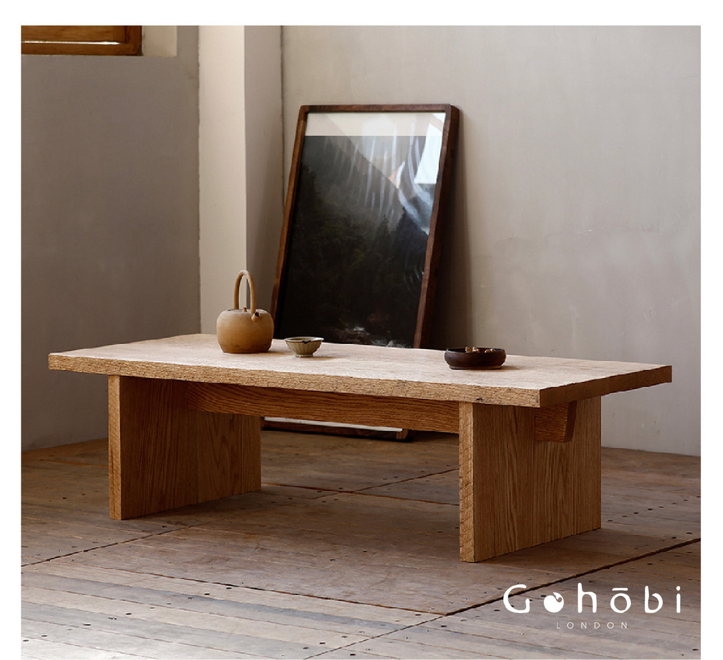 Gohobi Handmade Solid Wood Coffee Table – Japanese Modern Minimalist Tea Table for Living Room | FSC Certified Furniture