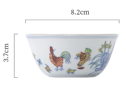 [Gohobi Gallery] Jingdezhen official ceramic hand-painted Chicken Gaiwan and Cup Set
