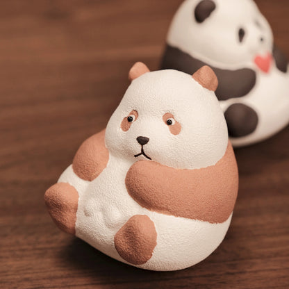 Gohobi Handcrafted Ceramic Giant Panda Tumbler Tea Pet Ornament