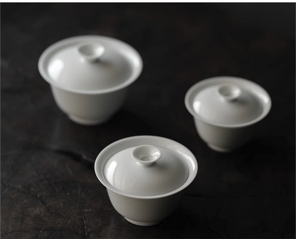 [賦山敘 x Gohobi] Jingdezhen Handmade Tea Testing Jade White Ceramic Gaiwan