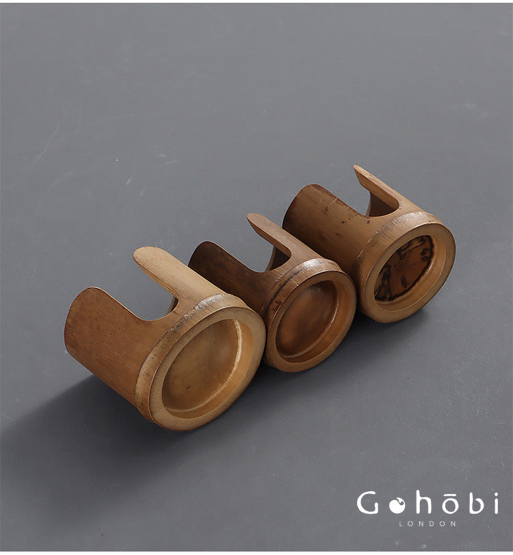 Gohobi Bamboo Woven Tea Cup Holder Basket – Zen Style Tea Set Storage Tube & Chopstick Basket