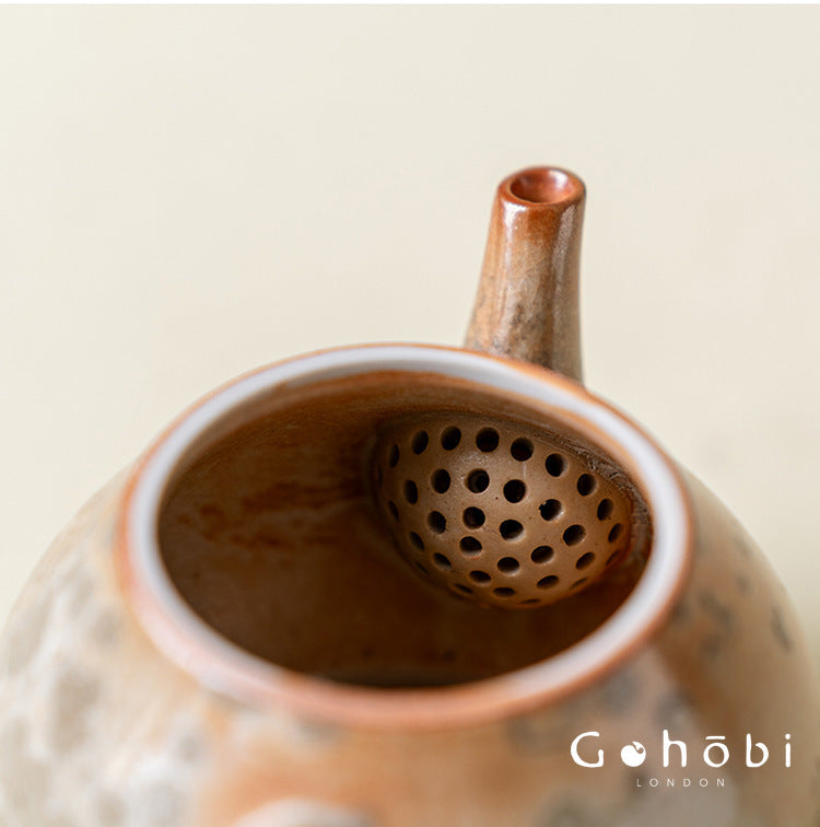 Gohobi Wood-Fired Travel Tea Set – Handmade Portable Teapot & Two Cups