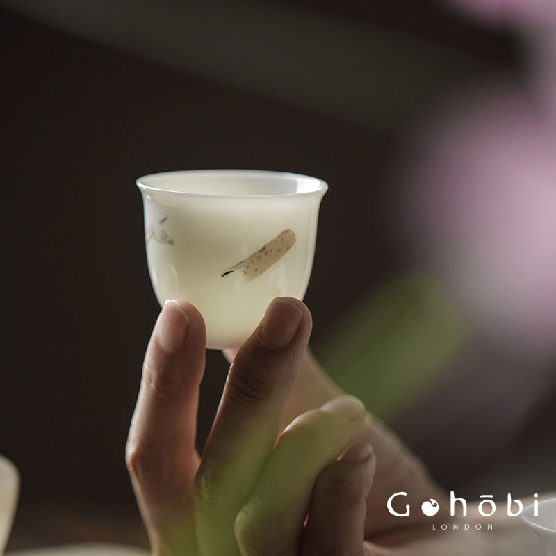 Gohobi Sweet White Porcelain Teacup – Handmade Thin Porcelain Gongfu Master Cup