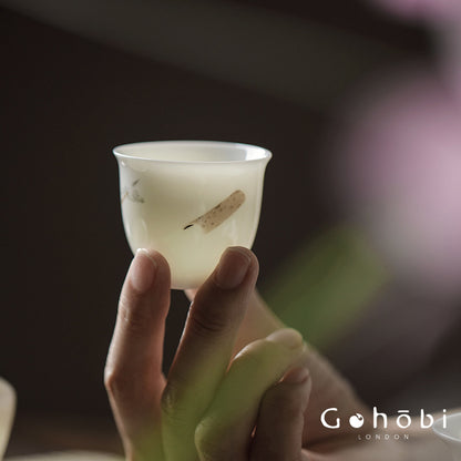 Gohobi Sweet White Porcelain Teacup – Handmade Thin Porcelain Gongfu Master Cup