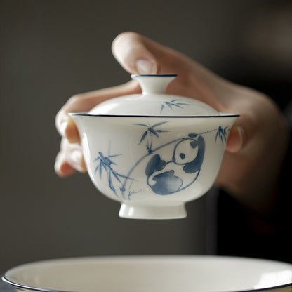 Gohobi Jade Clay White Porcelain Panda Gaiwan