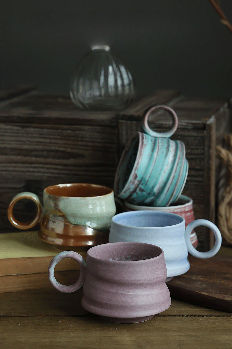 Gohobi Handmade Afternoon Japanese Stoneware Coffee Latte Mug and Saucer Set