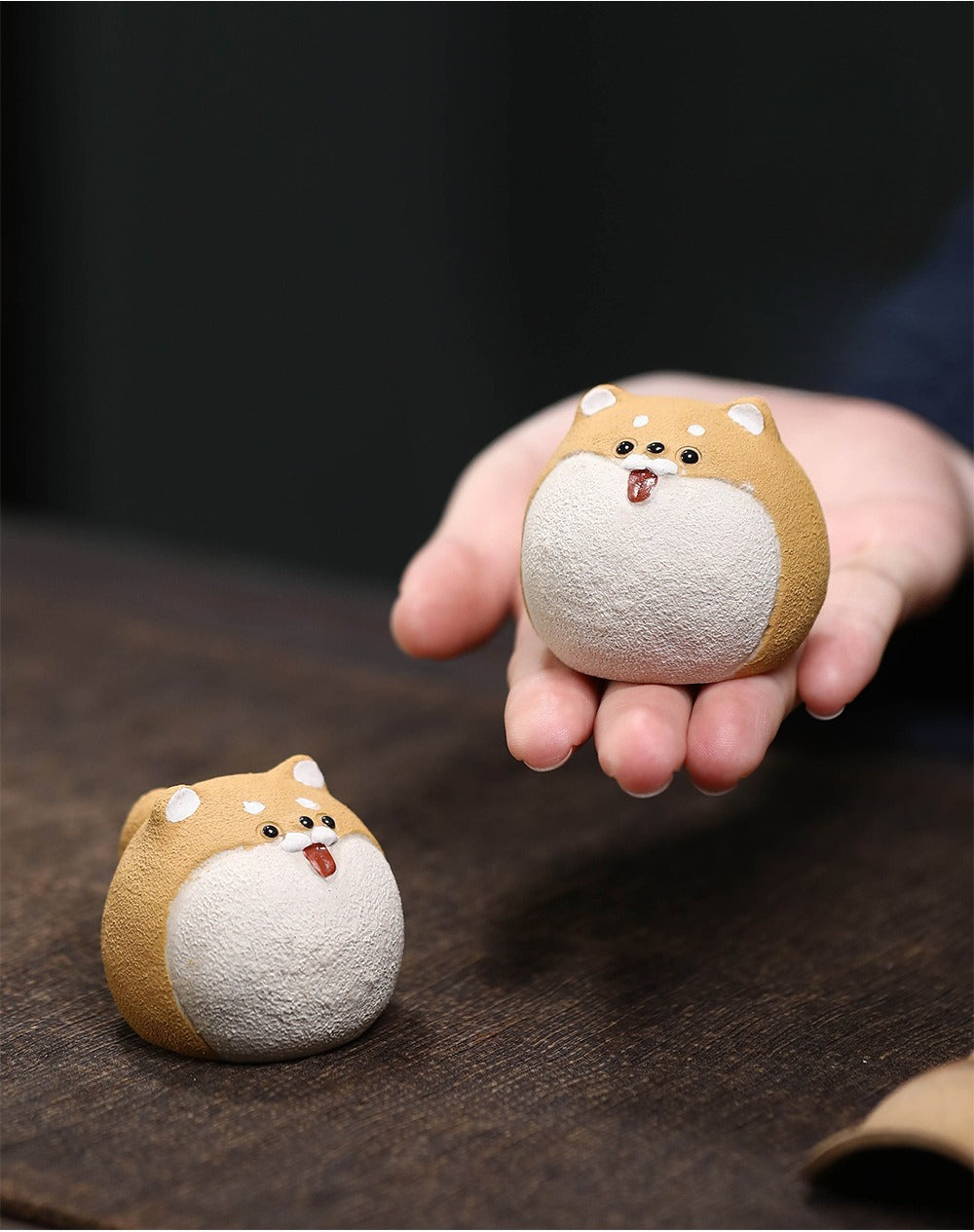 Gohobi Yixing Purple Clay Shiba Inu Tea Pet – Handmade Zodiac Dog Ornament