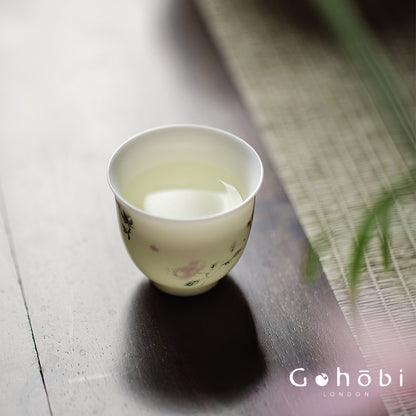 Gohobi Sweet White Porcelain Teacup – Handmade Thin Porcelain Gongfu Master Cup
