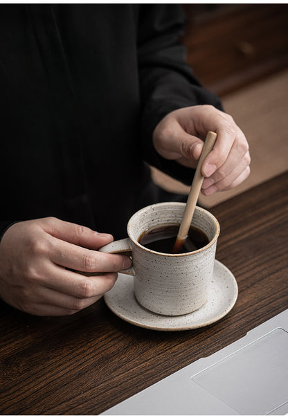 Gohobi Japanese Style Ceramic Coffee Mug with Saucer Set 002