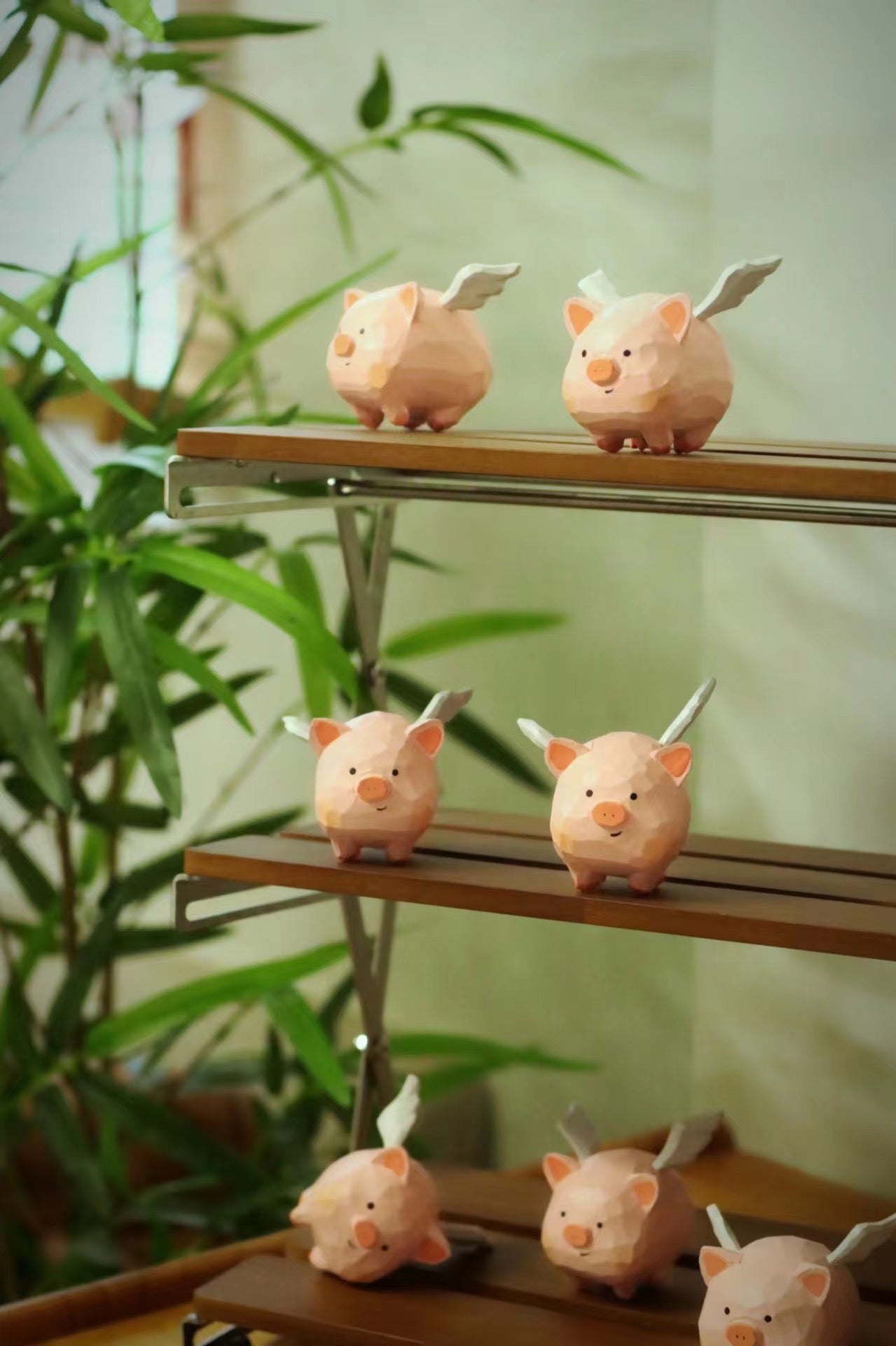 Gohobi Handcrafted Wooden Flying Pig Ornament