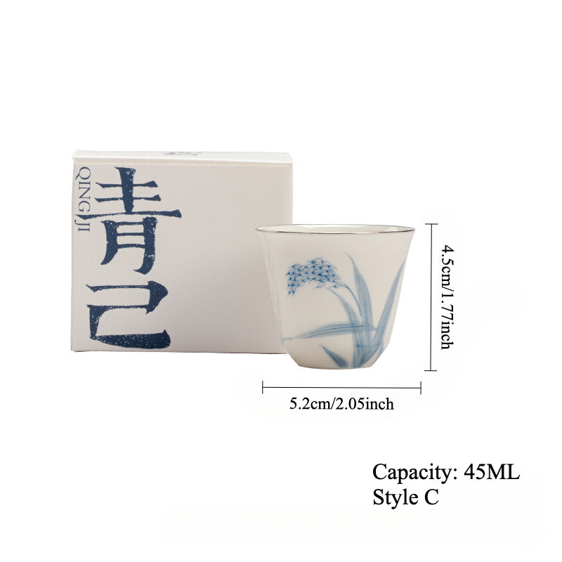 Gohobi Hand-Painted Blue-and-White Thin-Walled Teacup