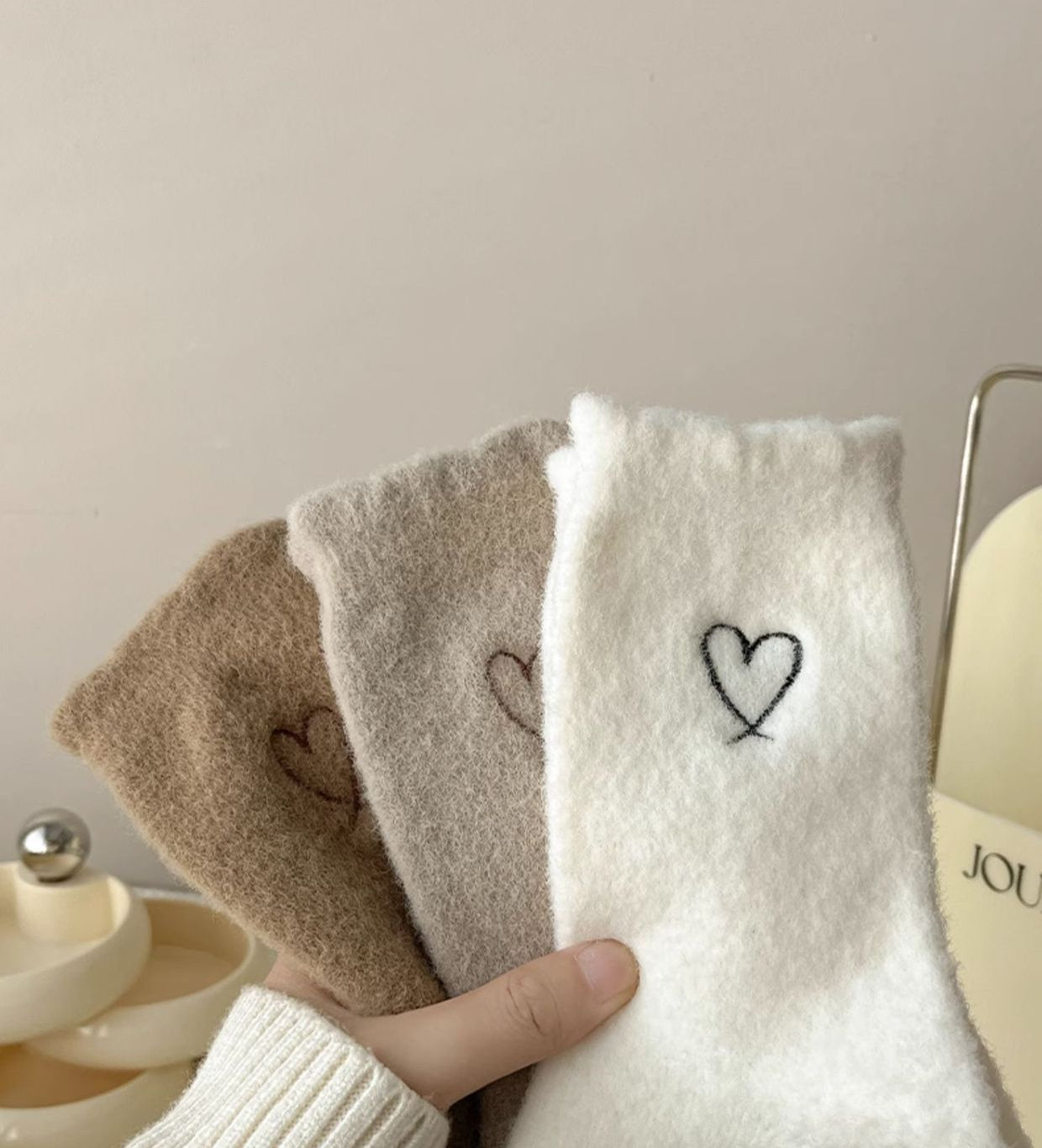 Gohobi Warm Velvet Heart Socks