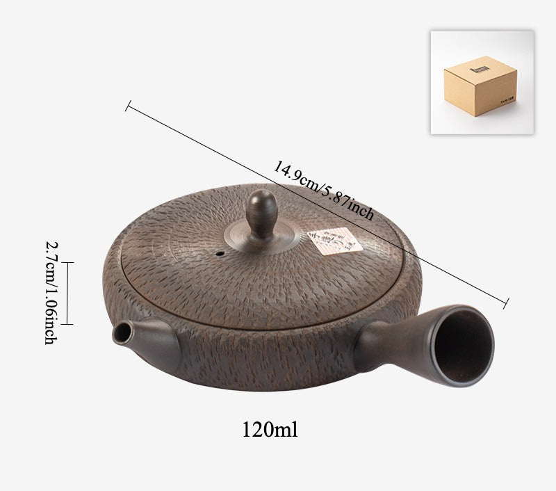 Gohobi Japanese Tokoraki Jade Glaze Side Handle Teapot – Retro Handmade Kyusu Tea Pot Coarse Pottery |Made in Japan