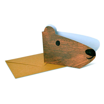 Mortlake Papers Brown Bear Shaped Greeting Card [Made in the UK]