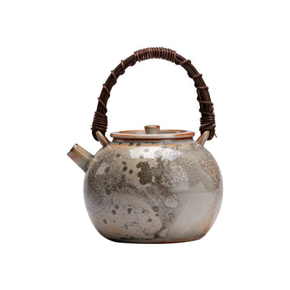 Gohobi Shino Kiln-Transformed Rattan Beam Teapot – Large Household Brewing Kettle