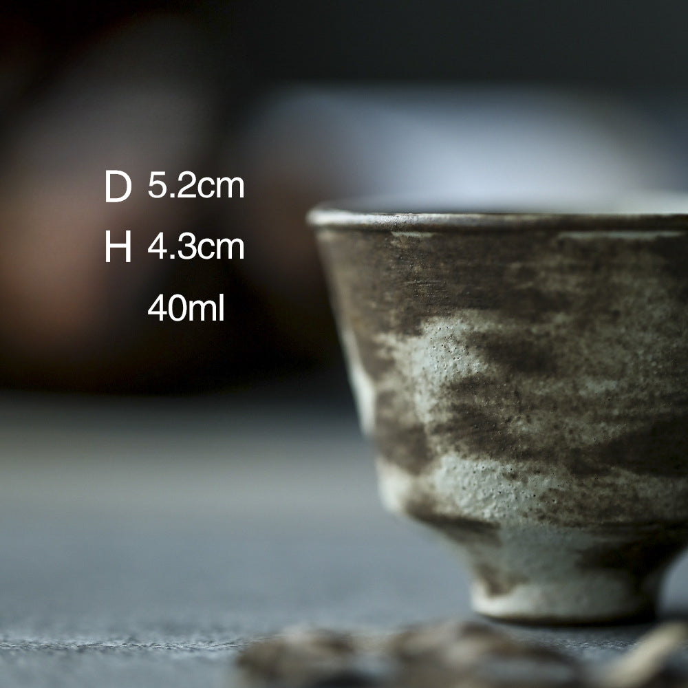 Gohobi Handmade Wood-fired Brown Ceramic Tea Cup (Short version)