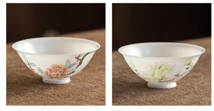 Gohobi Hand-painted Jade White Floral Porcelain Tea Cup
