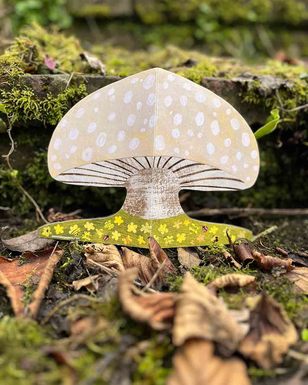 Mortlake Papers Spring Mushroom Die-Cut Greetings Card [Made in the UK]