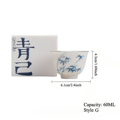 Gohobi Hand-Painted Blue-and-White Thin-Walled Teacup