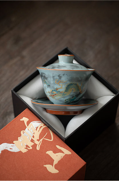 Gohobi Ru Kiln Celadon Dragon Gaiwan