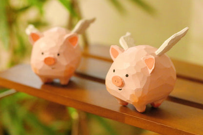 Gohobi Handcrafted Wooden Flying Pig Ornament