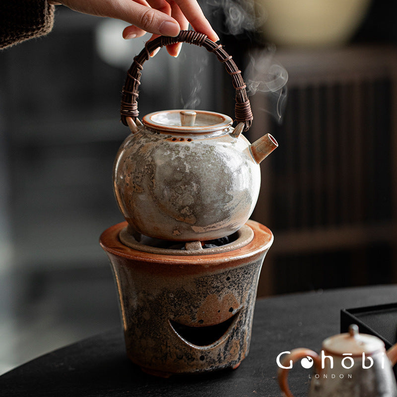Gohobi Shino Kiln-Transformed Rattan Beam Teapot – Large Household Brewing Kettle