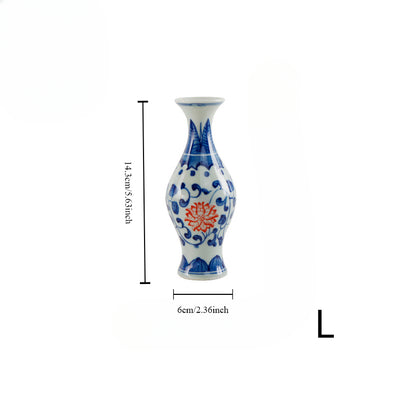 Gohobi Hand-painted Blue and White Porcelain Vase (Red Flowers)