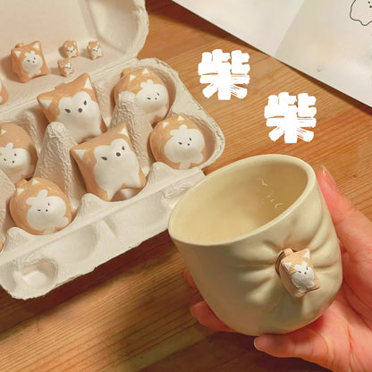 Gohobi x Little Diary Handmade Ceramic Akita Shiba Inu Dog
