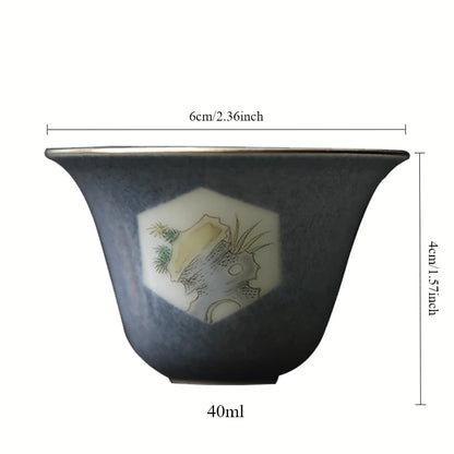 [賦山敘 x Gohobi] “Splash-Blue Stone & Poetry” Teacup Set – 3pcs Handcrafted Jingdezhen Ceramic Gongfu Tasting Cups