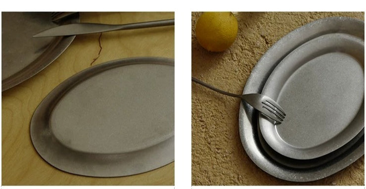 Gohobi Vintage-Style 304 Stainless Steel Oval Plate