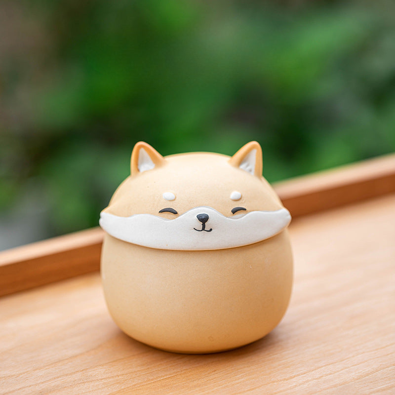 Gohobi Shiba Inu Dog Mini Portable Travel Tea Jar Stroage