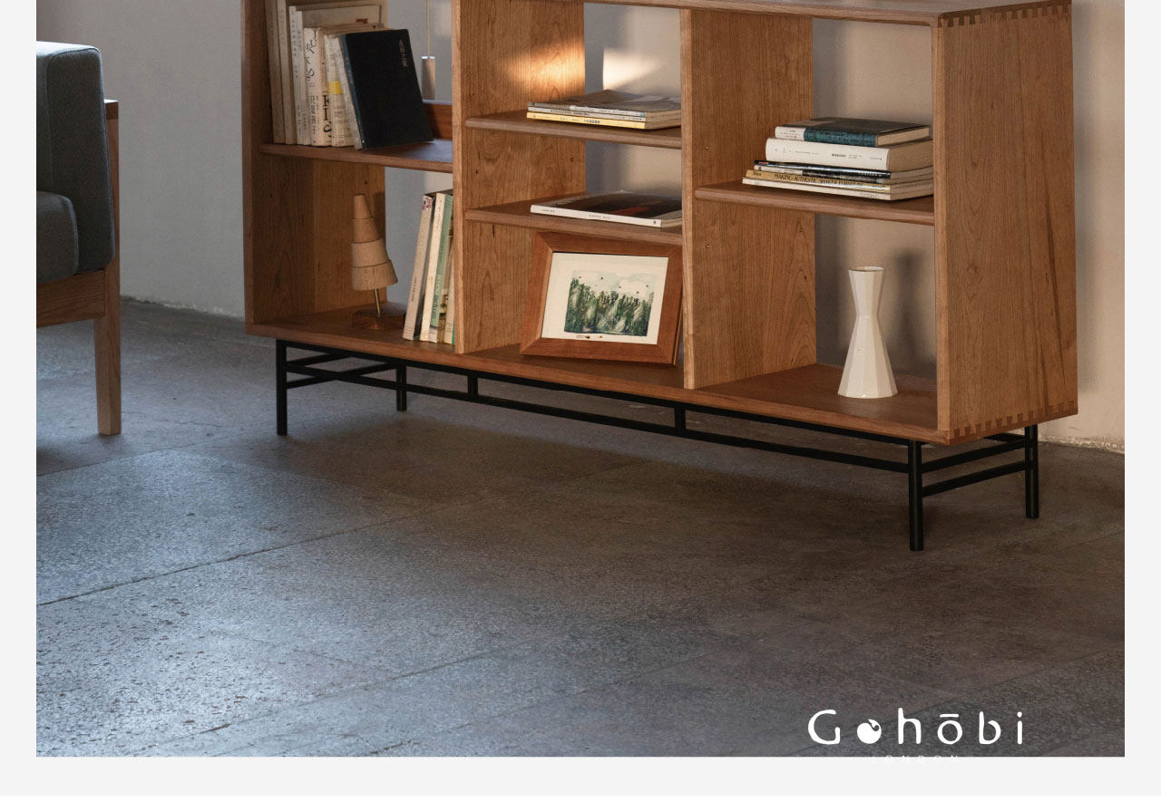 Gohobi Nordic Cherry Wood Solid Wood Bookcase – Handmade Storage Cabinet for Living Room or Study | FSC Certified Furniture