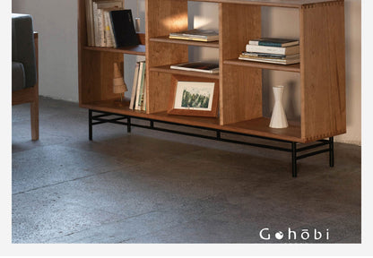 Gohobi Nordic Cherry Wood Solid Wood Bookcase – Handmade Storage Cabinet for Living Room or Study | FSC Certified Furniture