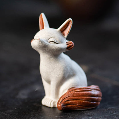 Gohobi Handmade Ceramic YiXing Clay Fox Ornament Tea pet