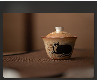 Gohobi Chi Wildcat Ceramic Travel Tea Set