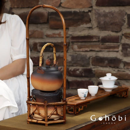 Gohobi Bamboo Lifting Beam Cooling Stove Rack – Kung Fu Tea Stove Stand for Tea Ceremony Accessories
