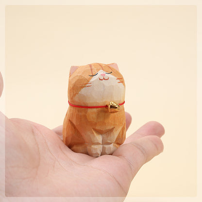 Gohobi Handcrafted Large Wooden Orange Cat Ornament