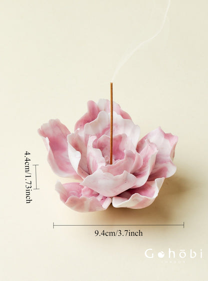 Gohobi Handmade Floral Incense Holder 010 - Purple and Pink Peony