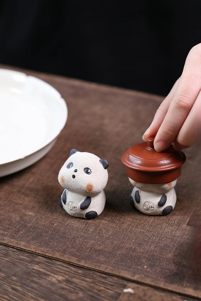 Gohobi Yixing Purple Clay Panda Tea Pet – Incense Holder and Lid Rest