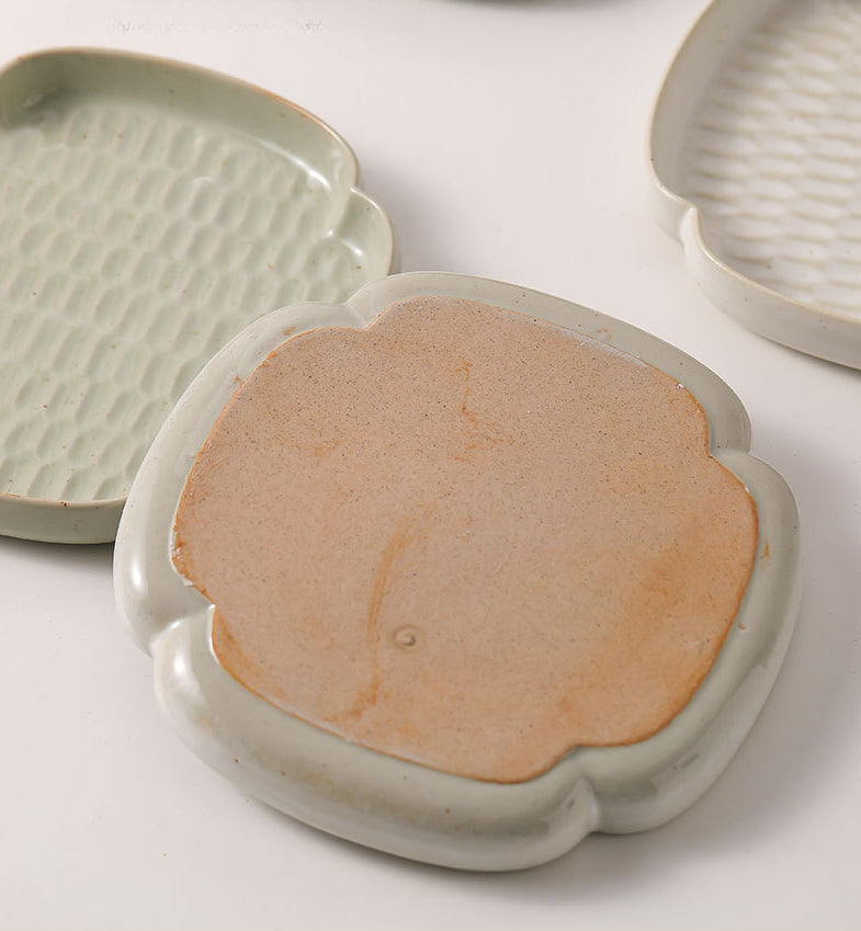 Gohobi Ceramic Four-leaf Plate Teapot Tray