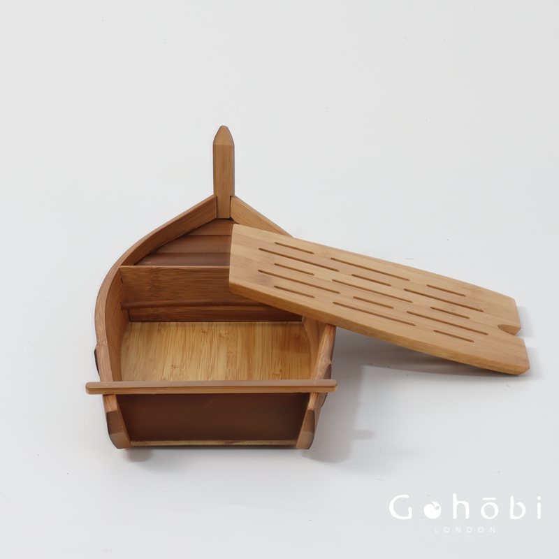 Gohobi Natural Old Bamboo Tea Tray – Water Storage Kung Fu Tea Tray Portable Wet Tea Table