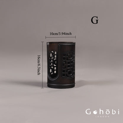 Gohobi Bamboo Woven Tea Cup Holder Basket – Zen Style Tea Set Storage Tube & Chopstick Basket