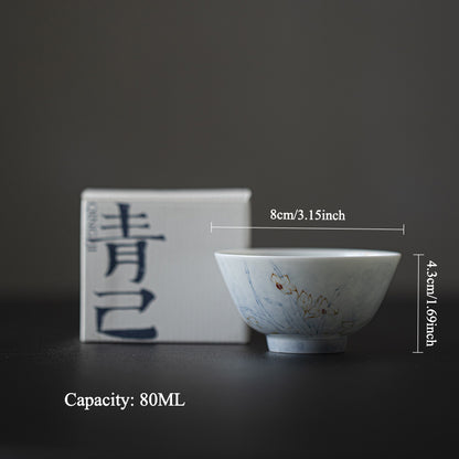 Gohobi Blue and White Hand-Painted Thin-Walled Master Cup