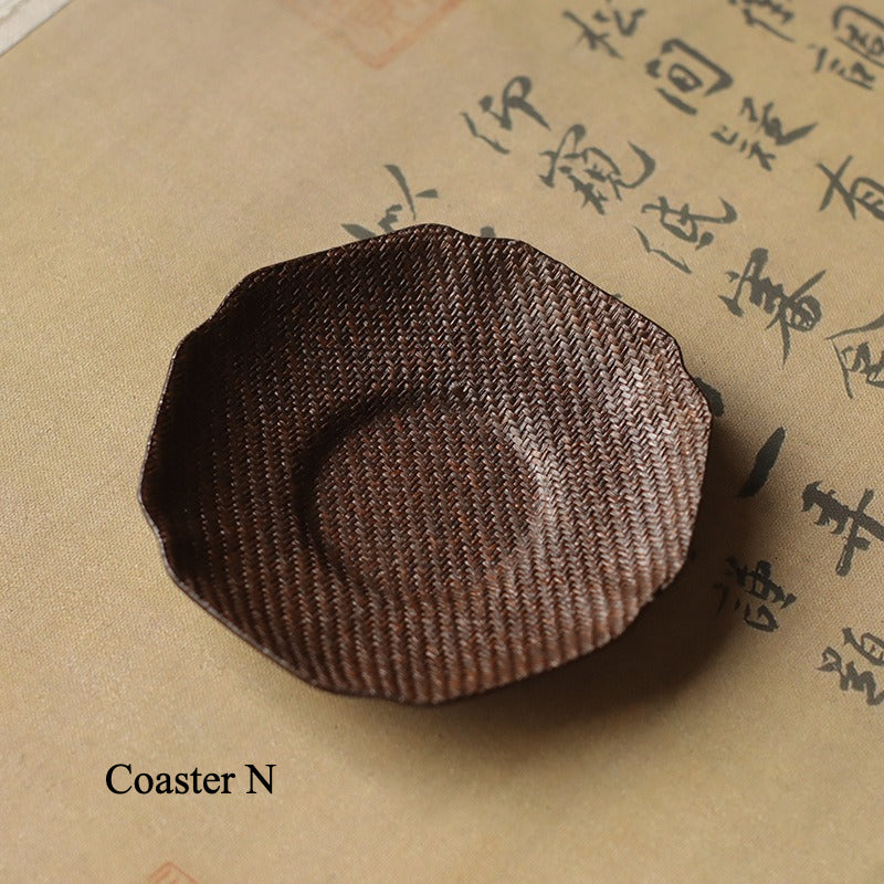 Gohobi Handmade Bamboo Cup Coasters Placemats – Rattan Tea Coaster Heat Insulation Pad