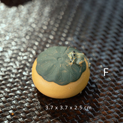 Yixing Purple Sand Spray Pastèque Thé Pet Fait Main Grenouille, Citrouille, Graines de Lotus, Citron, Fève Service à Thé, Sculpture En Gros