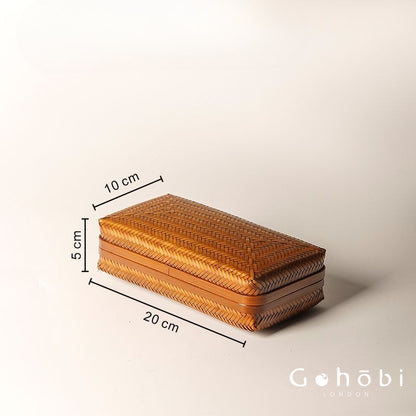 Gohobi Handmade Lacquer Bamboo Woven Storage Box – Large Tea Ceremony Utensil & Jewellery Storage Box